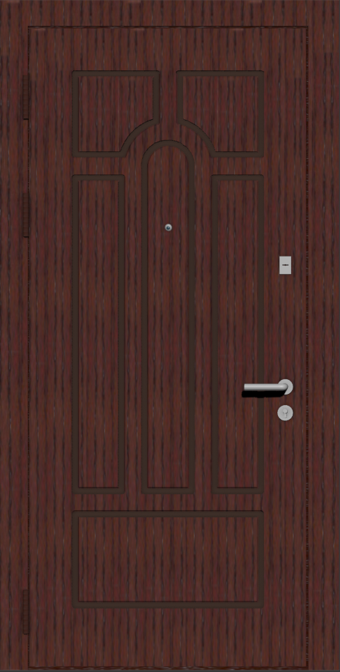 Классическая входная дверь с отделкой шпон дуб 8017 с черной патиной и фрезеровкой А1